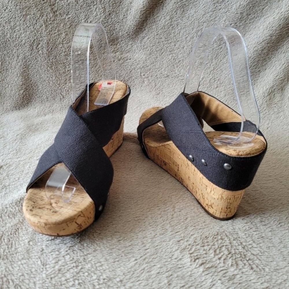 LUCKY Brand Mykayla criss-cross cork wedges size 10